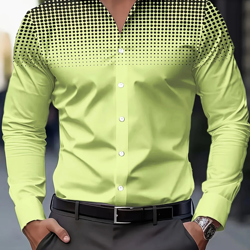 Men's Casual Long Sleeve Button-Up Shirt - Gradient Blue | SAMAG