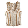 Mens Corset Vest Lace Up Bones Formal Waistcoat Beige Floral Waist Trainer Dress Vest For Wedding Party Tight Tops