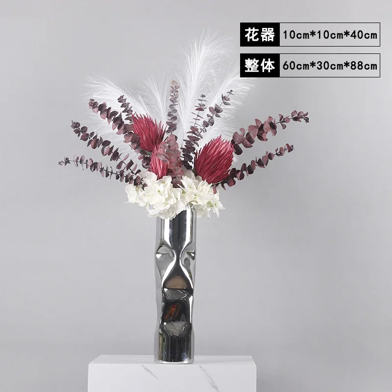 Elegant Artificial Flower Vase Set Home Office Decor Flower Arrangements Model Room Display
