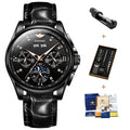 OUPINKE 3189 Automatic Watch for Men Genuine Leather Strap Waterproof Moon Phase Man Watches Luxury Men's Mechanical Wristwatch