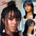 Brazilian Straight Bob Lace Front Bob Wigs With Bang Sleek Remy Human Hair Bob Wigs For Black Women Natural Easy Part Lace Wigs