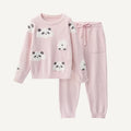 SUJIIN Women's Cute Pajamas Sets Autumn Winter Panda Graphic Sleepwear for Women Men Couple Loungewear Suit Home Clothes SH001
