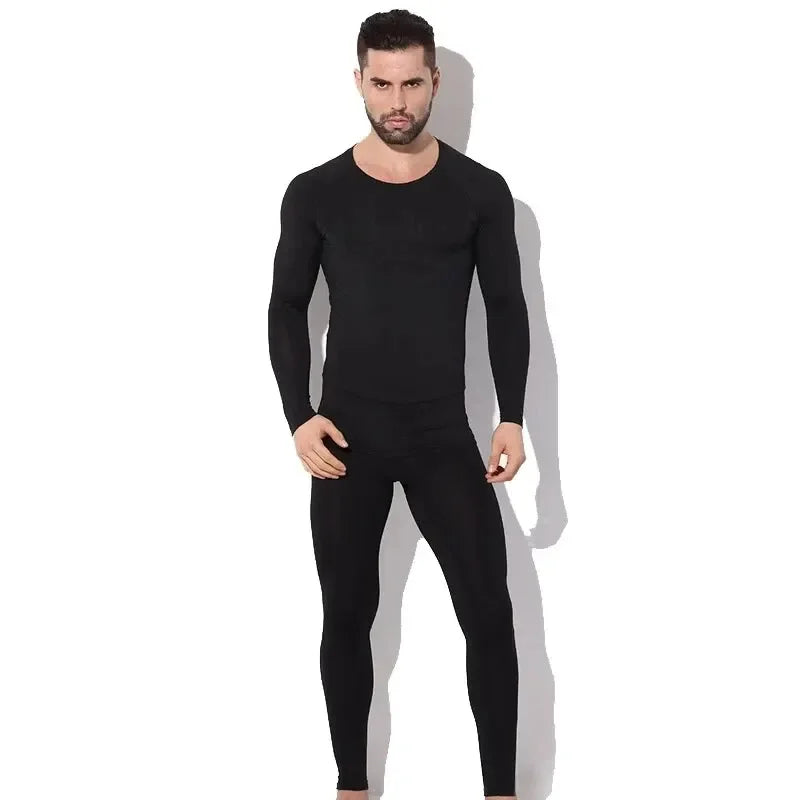 2025 New Men's Fleece Lined Thermal Underwear Set Motorcycle Skiing Base Layer Winter Warm Long Johns Shirts & Tops Bottom Suit