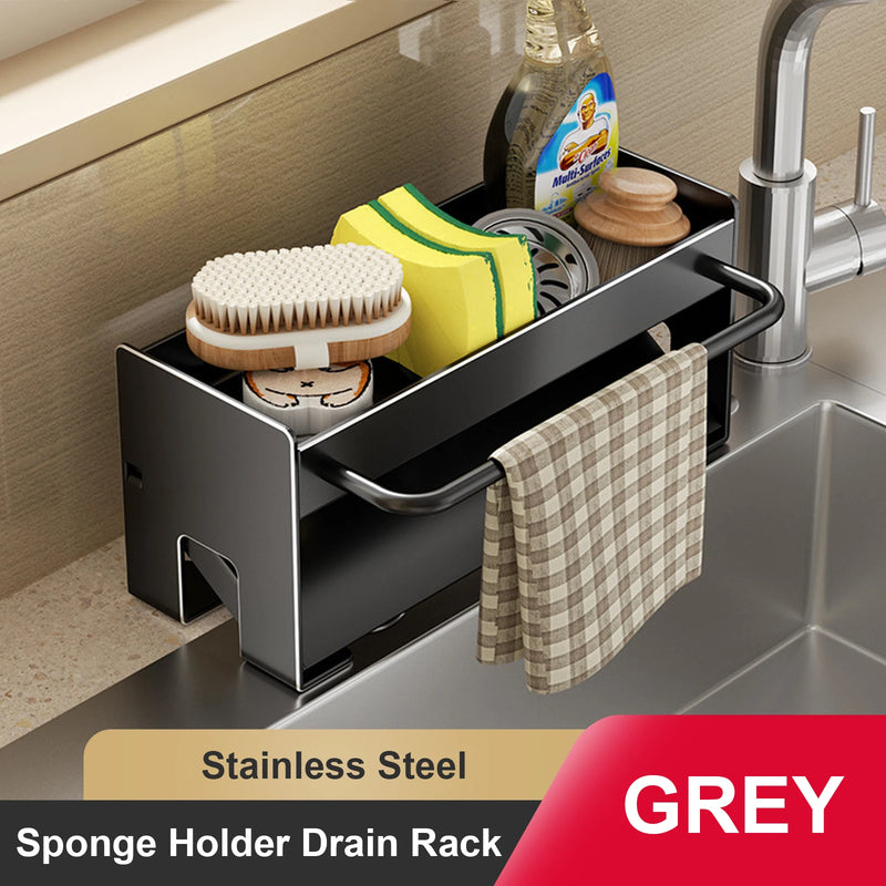 Kitchen Sponge Holder Stainless Steel Sink Drain Rack Soap Drainer Towel Shelf Organizer bathroom Storage - View 8 | SAMAG