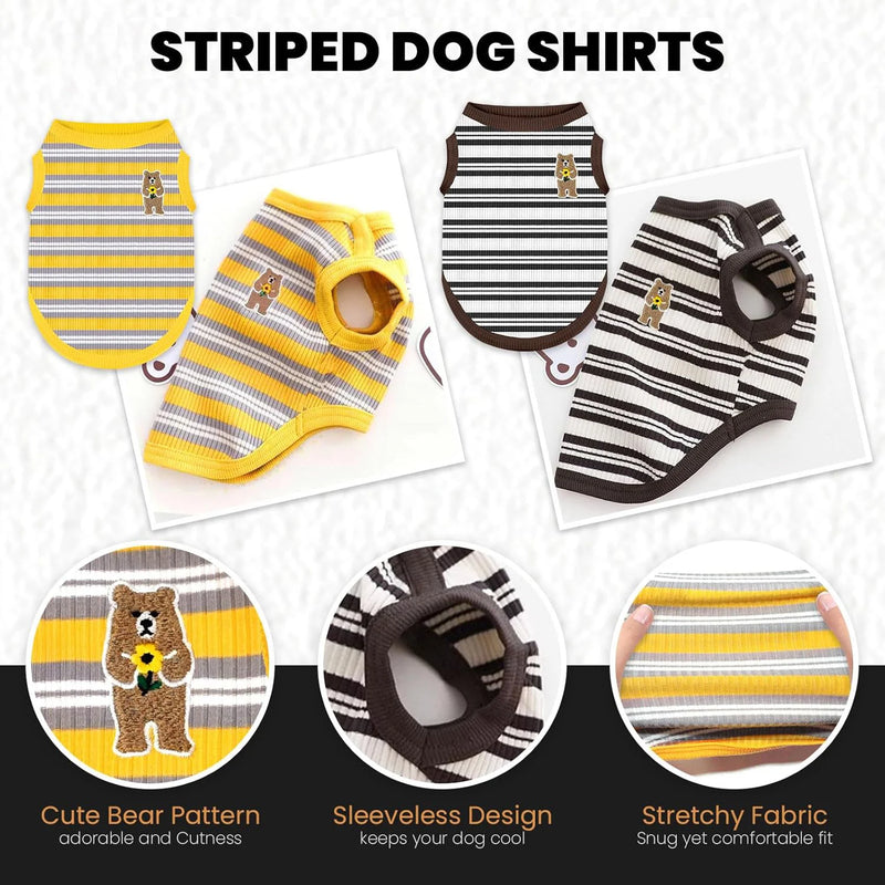 Striped Cat Shirts Stretchy Cat Clothes for Cats Sleeveless Stretchy Puppy Kitten T Shirts Pet Vest Soft Breathable Cat Tank Top