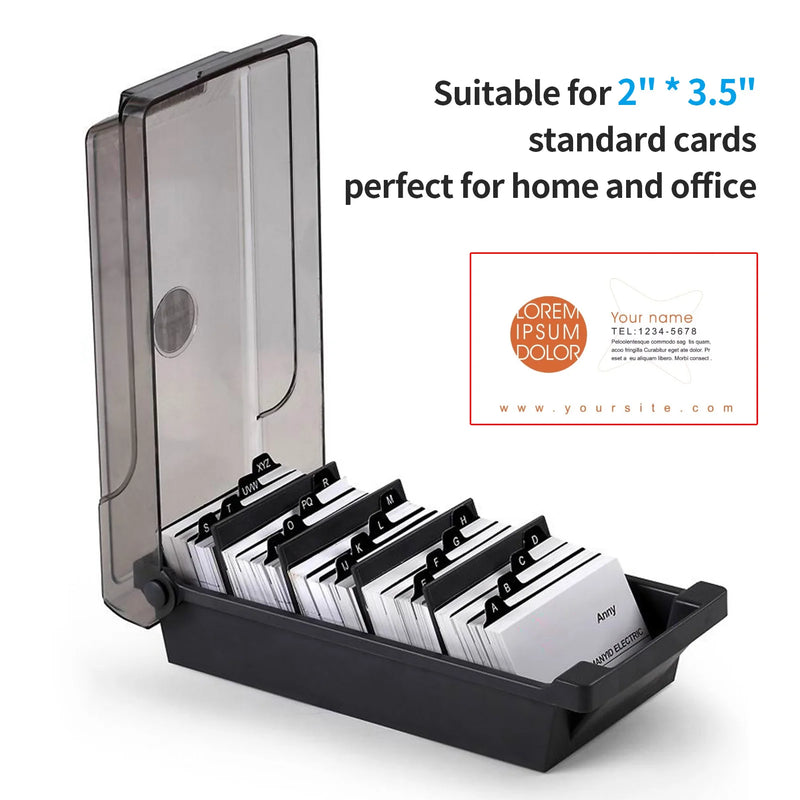 JIELISI Name Card Box Business Card Holder For Desk With Dividers And Index Tabs For Men And Wowen 500 Cards Capacity