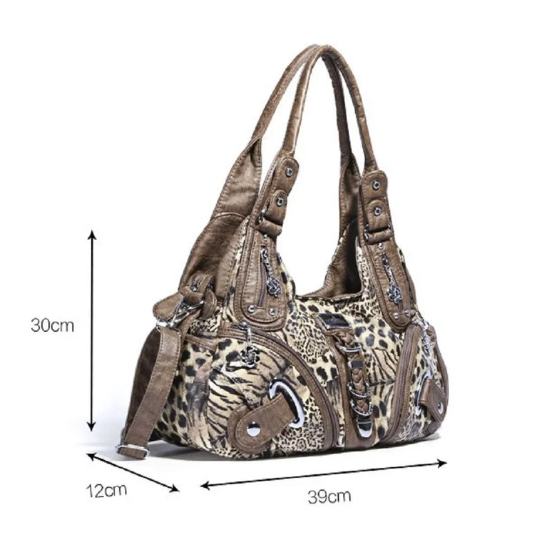 Women Handbags Fashion Leopard Shoulder Bag Large Tote Top-handle Shopping Pack Multifunctional Satchel Lady Hobos  Big Purse