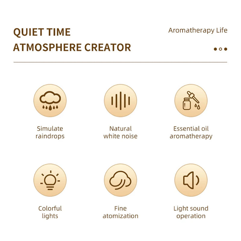 Aromatherapy Humidifier Raindrop Air Humidifier Color Light White Noise Essential Oil Diffuser Household Ultrasonic Aromatherapy