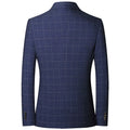 2025 Spring  Autumn New Blue Checkered Non-iron Suit Jackets for Men,black Light Business Casual Men Blazer Slim Fit, Asian Size
