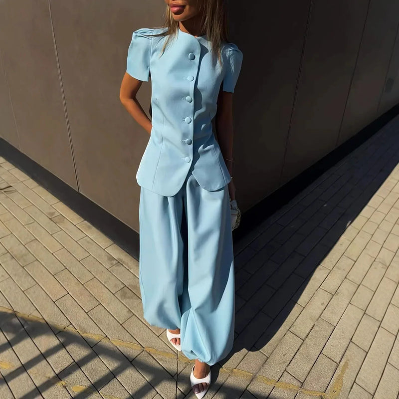 Women's Matching Sets 2026 New Fashion Elegant Jacket Top Loose High Waist Casual Trousers Women's Lingerie Sets 2 Pieces Set