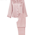 Birdtree 16MM 100% Real Silk Pajama Set Women's Solid Lapel Long Sleeve Pants Basic Comfortable Loungewear Spring S3D988QD