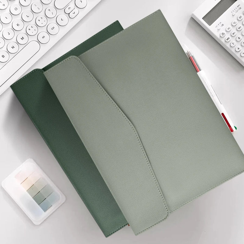 A4 Leather File Folder Data Package Document Bag Fashion Briefcase Data Contract Bill File Bag School Office Supplies