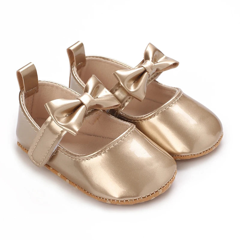 Gold Color Theme Christening baby Shoes for 1 Year Old Newborn Baby Baptismal Shoes for Girl Kids