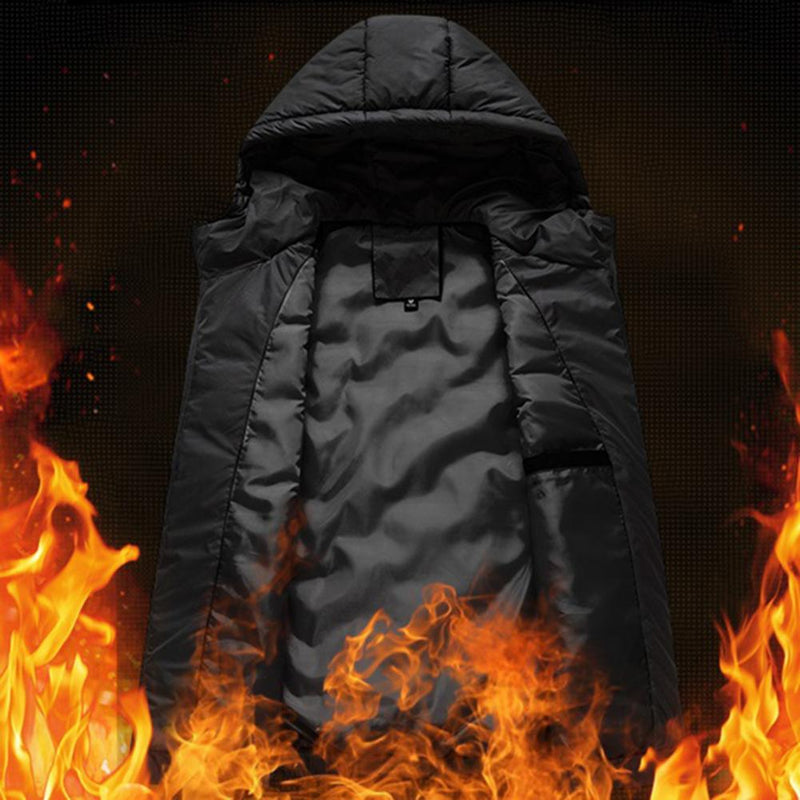 Men Autumn Winter Thickened Waistcoat Hooded Sleeveless Zipper Placket Vest Coat Down Vest Outwear Men's Iinsulated Vest