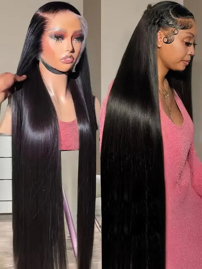 40 46 Inch 13x4 13x6 Transparent Lace Front Human Hair Brazilian Wigs Pre Plucked Straight 360 Full Lace Front Wigs For Women