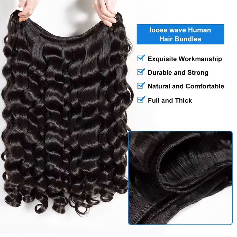 26 28 30 32 Inch Loose Wave Bundles Human Hair 16A Unprocessed Quality Virgin Raw Hair Brazilian 2 3 4 PCS Loose Deep Wave Human Hair Bundles Extensions