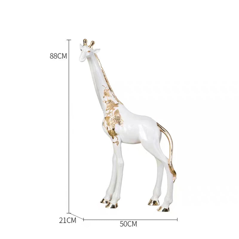Nordic Room Decor, Giraffe Sculpture, Large Crafts, Floor Decoration, Creative Animal Statue, Resin Artwork, Home Decoration