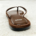 2026 Summer Brown Faux Suede Flip Flops Women Fashion Round Toe Clip Toe Flat Sandals Street Style Comfortable Women's Slippers