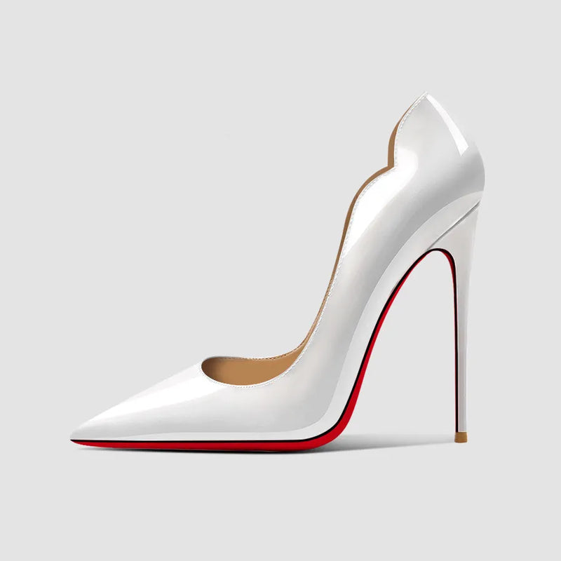 New Black High Heels for Women with Slim Heels, Pointed and sexy Professional White Plus Size Single Shoes