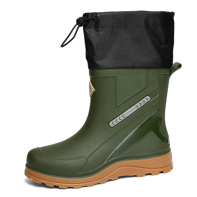 Men's high-top casual rain boots four seasons anti-slip waterproof wading fishing water shoes car wash snow kitchen rain shoes