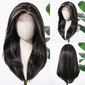 HENRY MARGU Ash Blonde Lace Synthetic Wigs 13*6 Lace Front Wigs Ombre Natural Dark Roots Wigs for Daily Heat Resistant Fiber