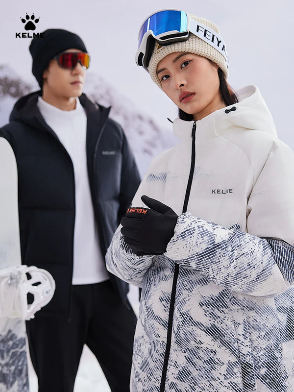 Kelme Short Down Jacket Men's Autumn And Winter Hooded Couple Warm Cotton Jacket Fashionable Outdoor Sports Thick Down Jacket