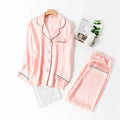 Tcyeek, 100%Real Silk Casual Pajamas Set, Women Long Sleeve Top Pants, Solid Home Clothing Set, 2024 Summer Autumn S48024QC