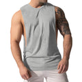 Casual Loose Men Vests Summer O-Neck Sleeveless Male Solid Color Big Side Split Tee Shirts  CBFS-23075