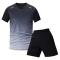 2-Piece Men's Suit Youth Four-Season Gradient T-Shirt Short-Sleeved Sports Quick-Drying Comfortable Home Wear Fashionable