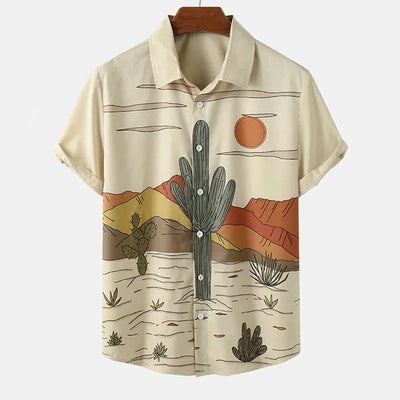 Desert Cactus Shirt for Men 3D Print Summer Hawaiian | SAMAG