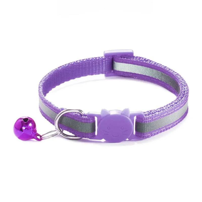 Cute Fashion Adjustable Size Cat Head Pattern Reflective with Bells Cat Collar Pet Accessories Kitten Decor Cat Neck Strap