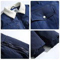 Denim Patchwork Oversized Men's Quilited Jackets, Y2k Lapel Mans Jacket, Streetwear Thermal Men's Jeans Coat
