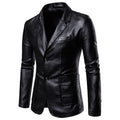 Spring/Autumn Leather Jacket - Plus Size Men's Youth Suit Collar Business Casual Leather Jacket European Sizes XS-3XL