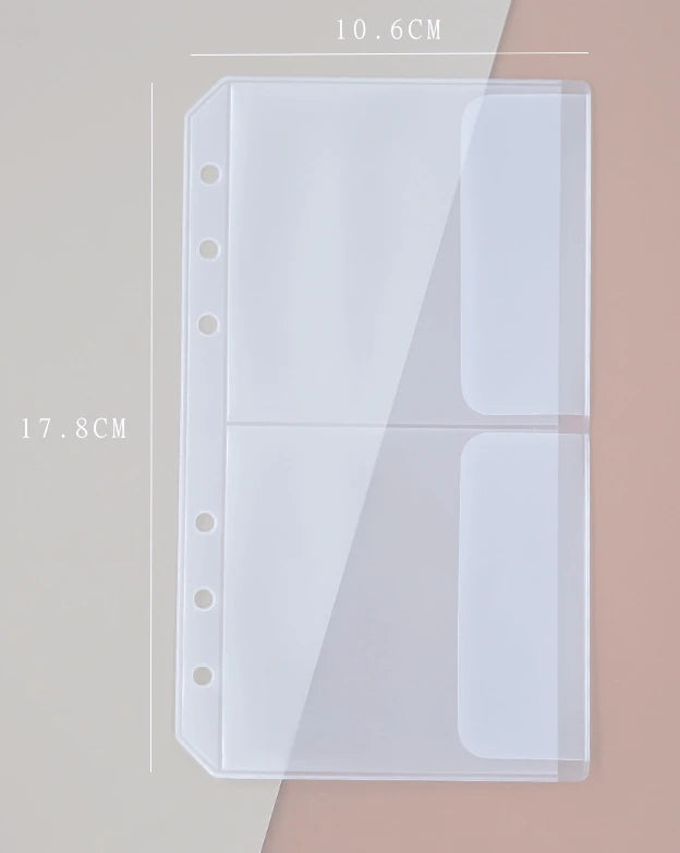 A5A6  5Pcs Binder Zipper Folders For 6-Ring Notebook Binder Transparent Loose Leaf Document Filing Bags