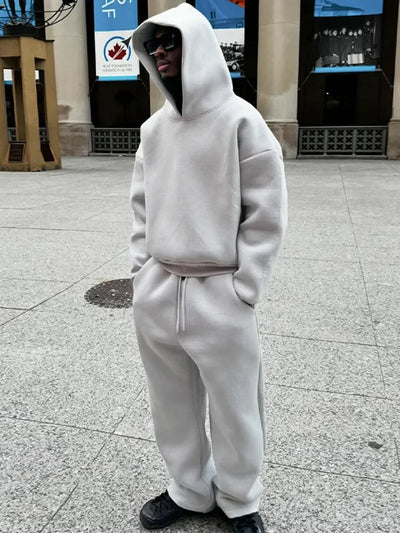 Solid Couple's Hooded Sweatshirt Casual Loose Sweatpants | SAMAG