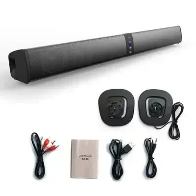 Wireless Bluetooth TV Sound Bar 2 Speaker System Home Theater Subwoofer Soundbar Portable Loud Rechargeable 2 IN1 Speaker
