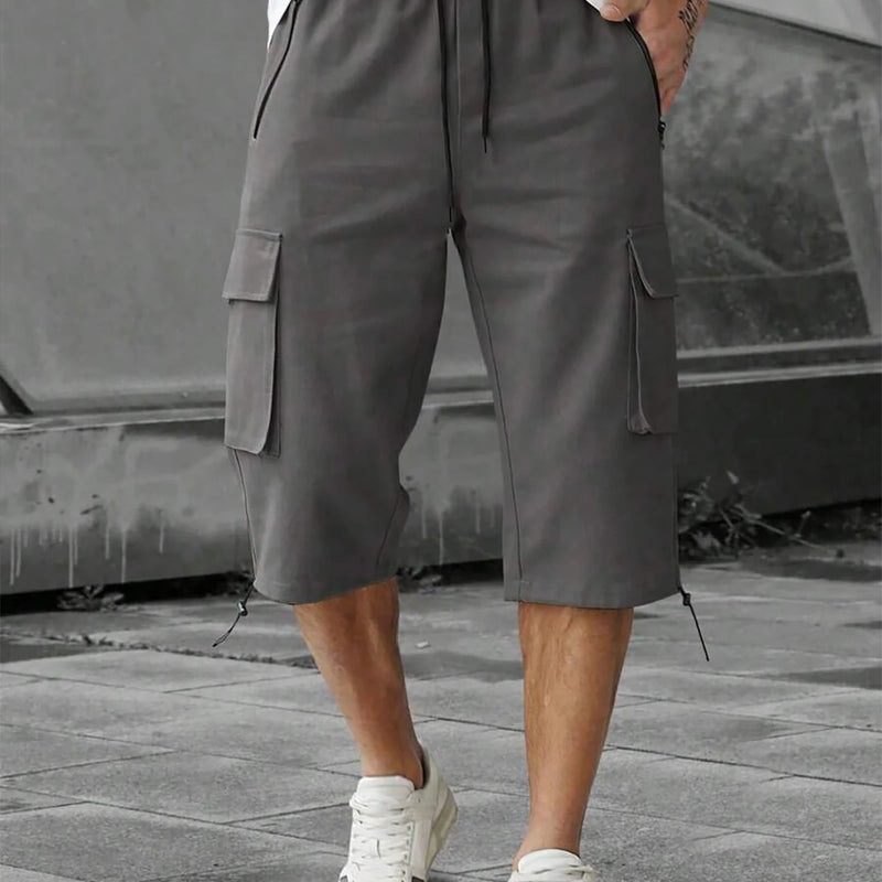 Men's 3/4-Length Cargo Shorts - Woven Twill Fabric | SAMAG