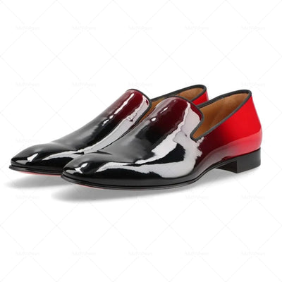 Gradient Patent Leather Loafers Slip On Pointed Toe Men | SAMAG