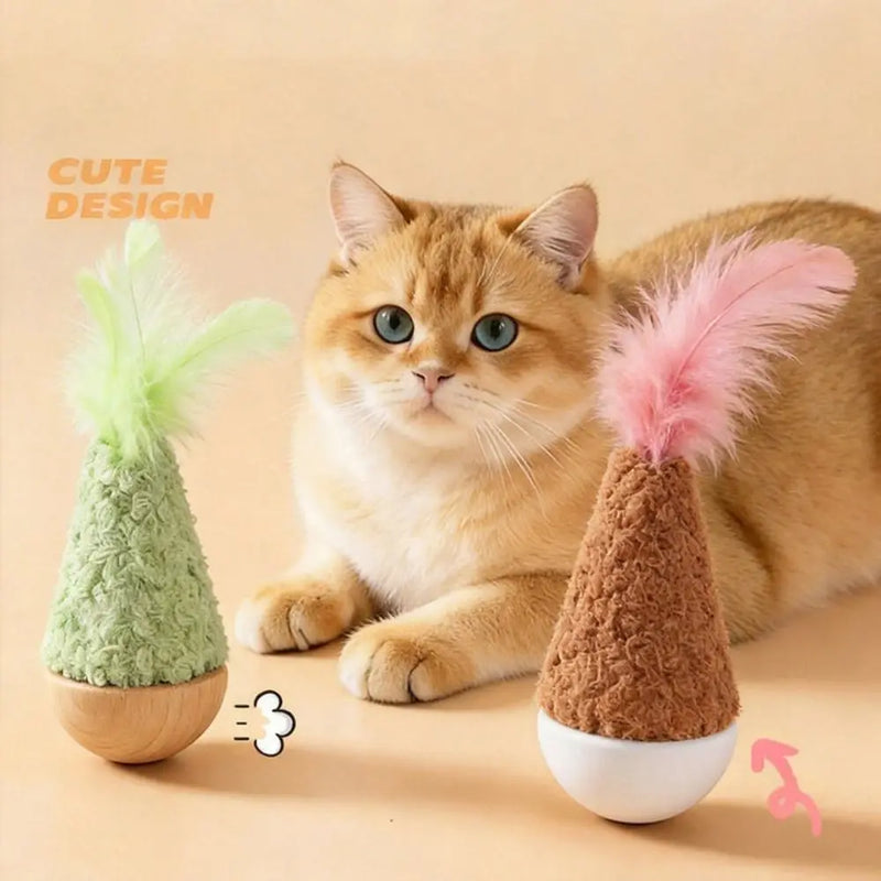 Creative Feather Tumbler Wobbler Bite-resistant Wobbler Design Interactive Cat Relaxed Non-toxic Tumbler Solo Play