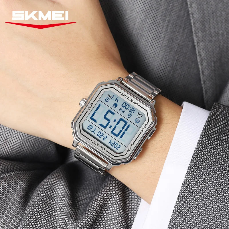 2559 Sport EL Light Casual Watch for Man Chronograph Countdown Stopwatch Digital Wristwatch 2Time Fashion - Visuel 6 | SAMAG