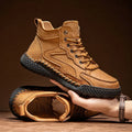 Outdoor Hiking Shoes for Men Autumn Winter Men Ankle Boots Hand Stitched Optional Plush Non-slip High Top Casual Shoes Sports