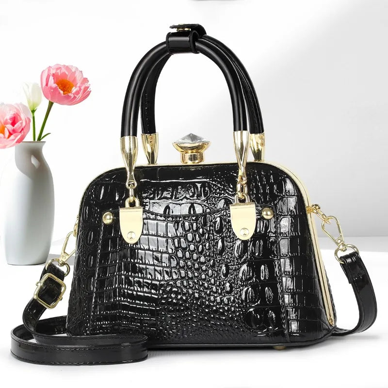 2025 New Luxury Handbags Women Bags Designer Crocodile Pattern Ladies Boston Shoulder Bag High Quality Womens Casual Tote Bag