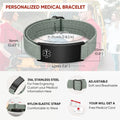 Personalized Medical Alert Bracelet for Men Customized Elastic Strap Stainless Steel ID Engraved Medic - Visuel 5 | SAMAG