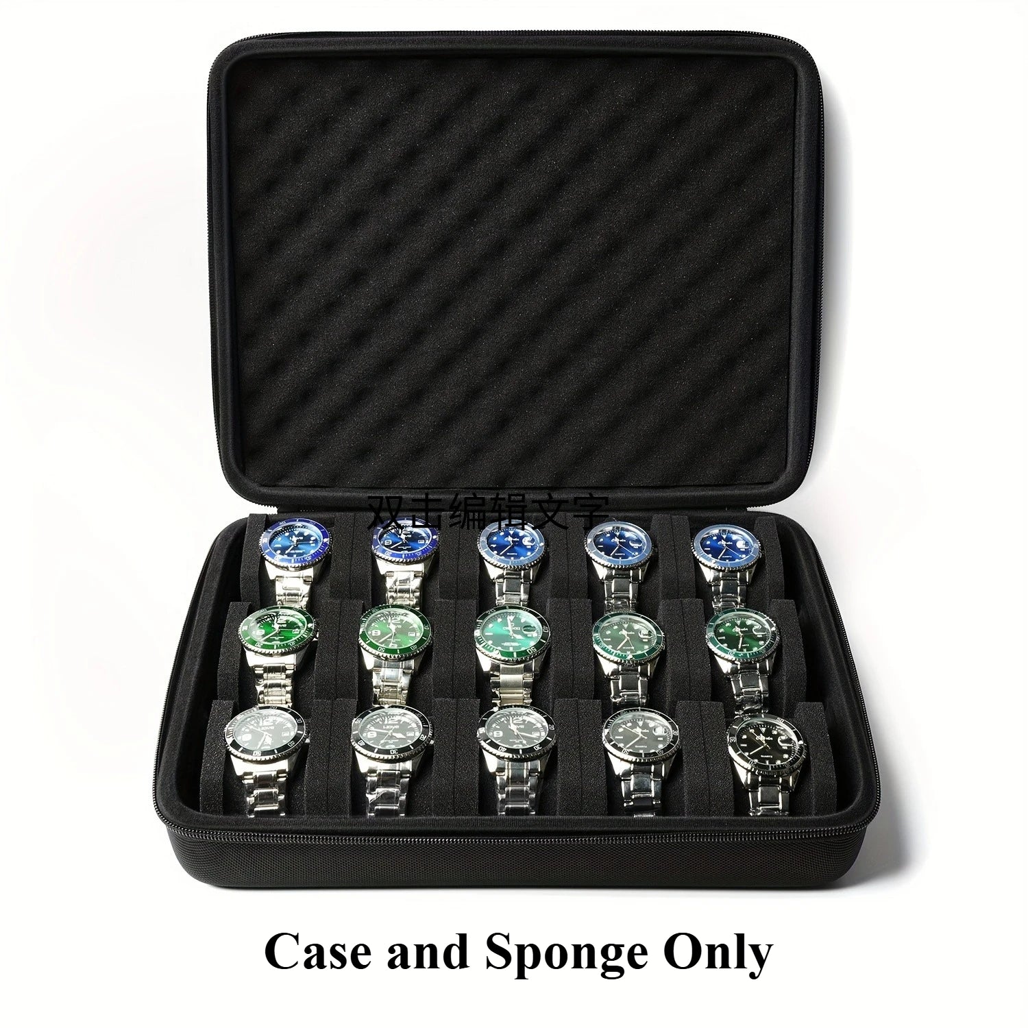 Hard-Shell 15 Slots Watch Storage Organizer Case, Watch Carry Box Fit Large And Small Watches, With Soft Foam Pillow
