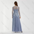 Customized Gray Tulle Evening Dress Scoop | SAMAG