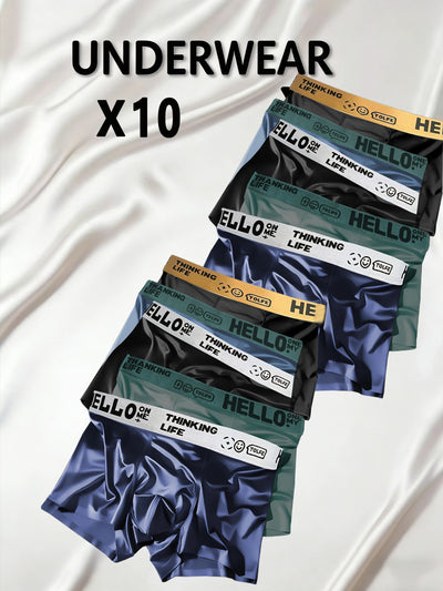 /set Ice Silk Men's Underwear Solid Color Boxer Shorts | SAMAG