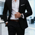 Men's Burgundy 2-Piece Suit Set (Blazer + Trousers Only, No Vest Included),Slim Fit Formal Business Wedding Party Jacket & Pants