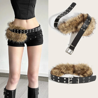 Luxury Designer fake Furry Y2k Belt Subculture Autumn | SAMAG