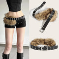 Luxury Designer fake Furry Y2k Belt Subculture Autumn Winter Retro Plush Waist Chain Imitation Fur Waist Seal Hot Girl Sexy Belt