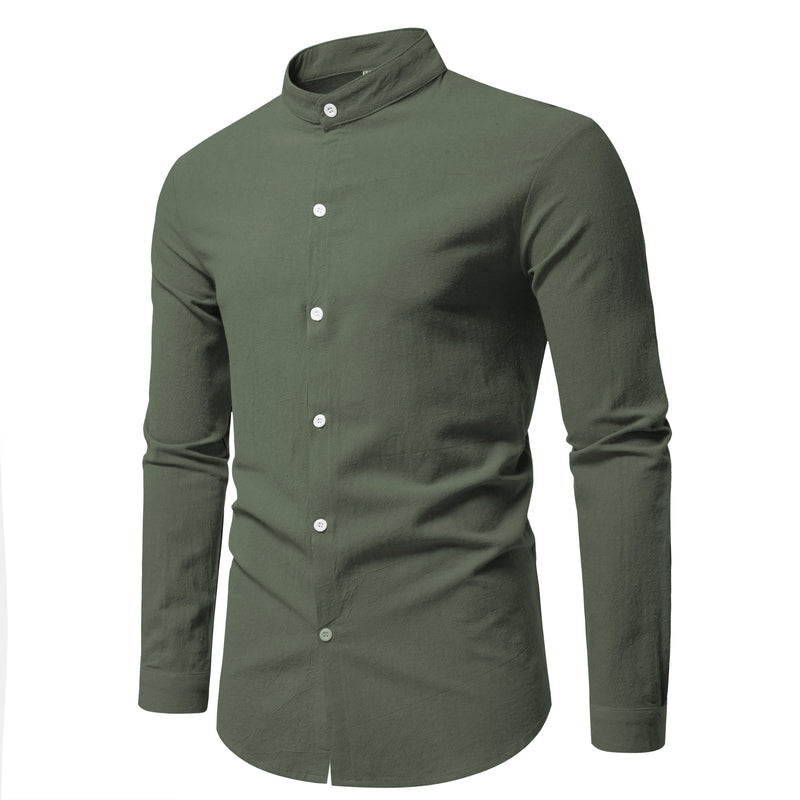 Spring Men's Long Sleeve Stand Collar Solid Color Casual | SAMAG